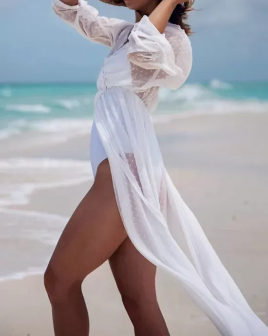 Sexy See-Through Yarn Tunicshang Cover-Ups Tops