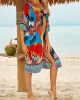 Floral-Print Half-Sleeve Cardigan Cover-Up Swimwear