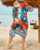 Floral-Print Half-Sleeve Cardigan Cover-Up Swimwear