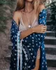 Floral Long Sleeve Cardigan Midi Dresss Cover-Up Swimwear