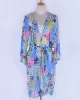 Half-Sleeve Floral Chiffon Cardigan Sash Cover-Up Swimwear