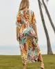 Short Sleeve Floral V-Neck Cardigan Midi Dress Cover-Up Swimwear