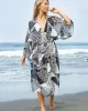 Loose Floral Half Sleeve Cardigan Thin Cover-Up Swimwear