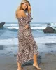 Leopard Split-Side Cardigan Vacation Beach Cover-Up Swimwear