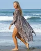 Leopard Split-Side Cardigan Vacation Beach Cover-Up Swimwear