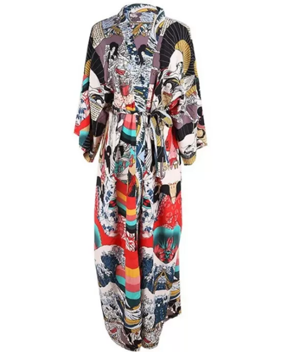 Quick-Drying Kimono Printing Loose Cardigan Cover-Up Swimwear