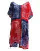 Chiffon Red And Blue Squares Print Loose Cover-Up Swimwear