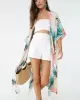 Colorful Leaf Printing Cardigan Loose Vacation Beach Cover-Up Swimwear