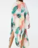 Colorful Leaf Printing Cardigan Loose Vacation Beach Cover-Up Swimwear