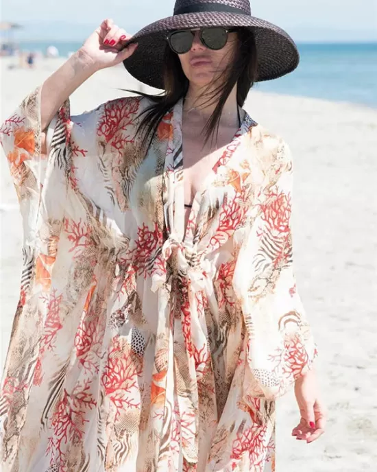 Chiffon Printed Loose Thin Cardigan Vacation Cover-Up Swimwear