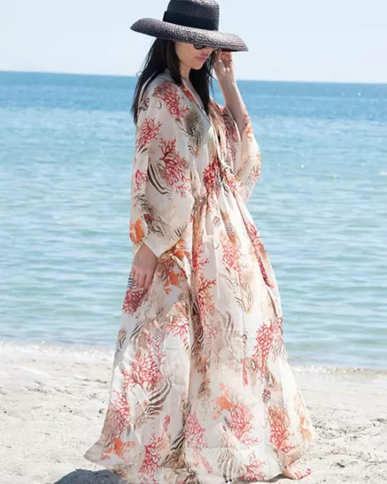 Chiffon Printed Loose Thin Cardigan Vacation Cover-Up Swimwear