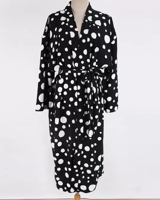 Polka-Dot Print Loose Cardigan Beach Cover-Up Swimwear