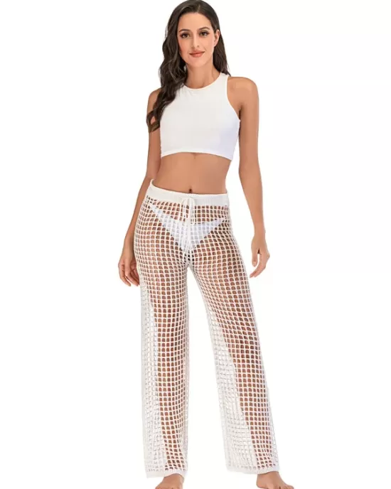 Sexy See-Through Crochetgo Hollow Beach Trousers Cover-Ups