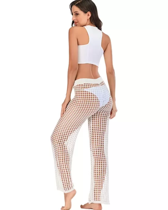 Sexy See-Through Crochetgo Hollow Beach Trousers Cover-Ups