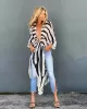 Sexy Zebra Pattern  Half Sleeve Wide Belt Cover-Ups Tops