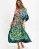 Half Sleeve V-Neck Loose Floral Split-Side Cover-Up Swimwear