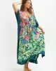 Half Sleeve V-Neck Loose Floral Split-Side Cover-Up Swimwear