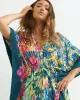 Half Sleeve V-Neck Loose Floral Split-Side Cover-Up Swimwear