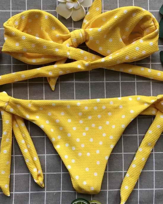 Knot Polka-Dot Bikinis Swimwear Knot Polka-Dot Bikinis Swimwear