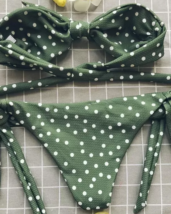 Knot Polka-Dot Bikinis Swimwear