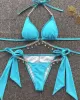 Gorgeous Embellished Bandage Triangles Split Bikini Swimsuit Gorgeous Embellished Bandage Triangles Split Bikini Swimsuit