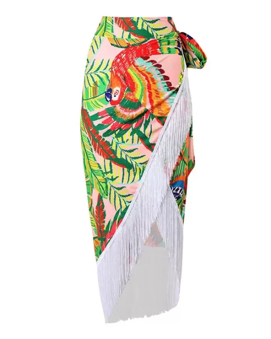 One Shoulder Floral Bikini Cover Ups Set One Shoulder Floral Bikini Cover Ups Set