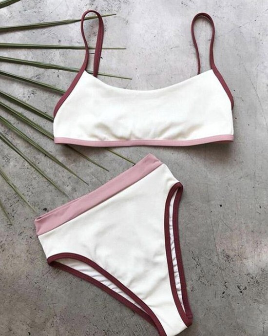 Contrast Color Split-Joint Split Bikini Swimsuit