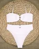 Embellished Solid Color Bandeau Split Bikini Swimsuit Embellished Solid Color Bandeau Split Bikini Swimsuit