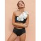 Applique Split-Joint Padded One-Shoulder Swimsuits Bikini Swimsuit