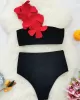 Applique Split-Joint Padded One-Shoulder Swimsuits Bikini Swimsuit Applique Split-Joint Padded One-Shoulder Swimsuits Bikini Swimsuit