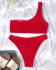 Skinny Striped One-Shoulder Swimsuits Skinny Striped One-Shoulder Swimsuits