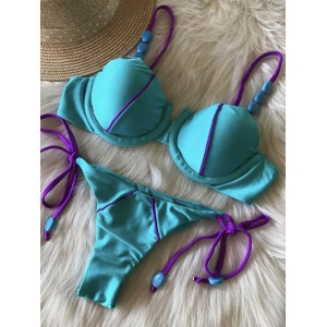 Spaghetti Neck Split-Joint Bikini Set