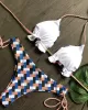 Beach Padded Tie Side Checkered Halter-Neck Bikini Swimsuit Beach Padded Tie Side Checkered Halter-Neck Bikini Swimsuit