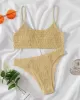 Vacation Solid Color Spaghetti-Neck Bikini Swimsuit