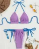 Halterneck Triangle Drawstring Bikini Set Halterneck Triangle Drawstring Bikini Set
