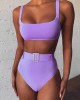 Spaghetti Neck High Waist Belted Bikini Set Spaghetti Neck High Waist Belted Bikini Set