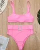 Spaghetti Neck High Waist Belted Bikini Set Spaghetti Neck High Waist Belted Bikini Set