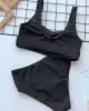 Solid Color U-neck Bikini Swimsuit Solid Color U-neck Bikini Swimsuit