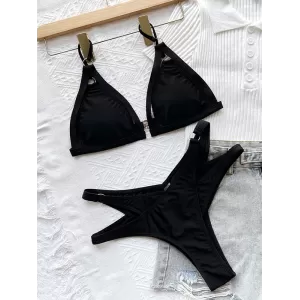 Triangle Spaghetti Neck Two Pieces Bikini Set