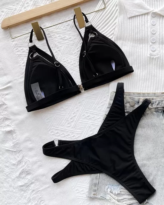 Triangle Spaghetti Neck Two Pieces Bikini Set Triangle Spaghetti Neck Two Pieces Bikini Set