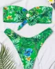 Bandage Floral Printed Hollow Padded Sleeveless Bikini Swimsuit