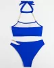Bandage Belly-Hollow Solid Color Padded Halter-Neck Bikini Swimsuit Bandage Belly-Hollow Solid Color Padded Halter-Neck Bikini Swimsuit
