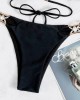 Padded Backless Bandage Hollow Halter-Neck Bikini Swimsuit