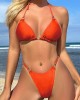 Backless Bandage Hollow Solid Color Padded Halter-Neck Bikini Swimsuit