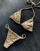 Padded Backless Bandage Snakeskin Printed Halter-Neck Bikini Swimsuit Padded Backless Bandage Snakeskin Printed Halter-Neck Bikini Swimsuit