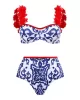 Appliques Floral Two Pieces Bikini Swimsuit Appliques Floral Two Pieces Bikini Swimsuit