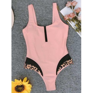 Zipper Front Seamless One Piece Swimsuit