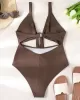 Solid Color Hollow Bandage One-Piece Swimwear Solid Color Hollow Bandage One-Piece Swimwear