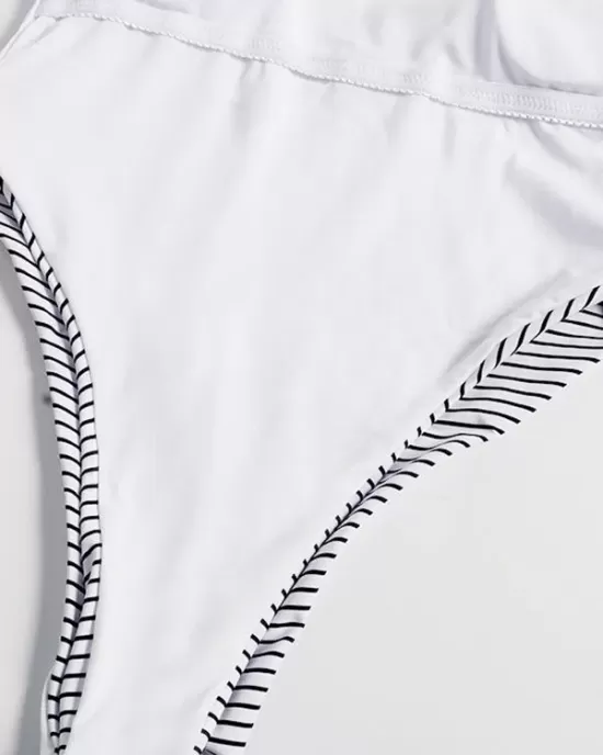 Striped Backless One-Piece Swimsuit Striped Backless One-Piece Swimsuit