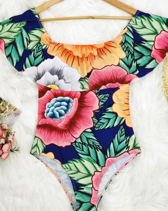 Off-The-Shoulder Floral One-Piece Swimwear Off-The-Shoulder Floral One-Piece Swimwear